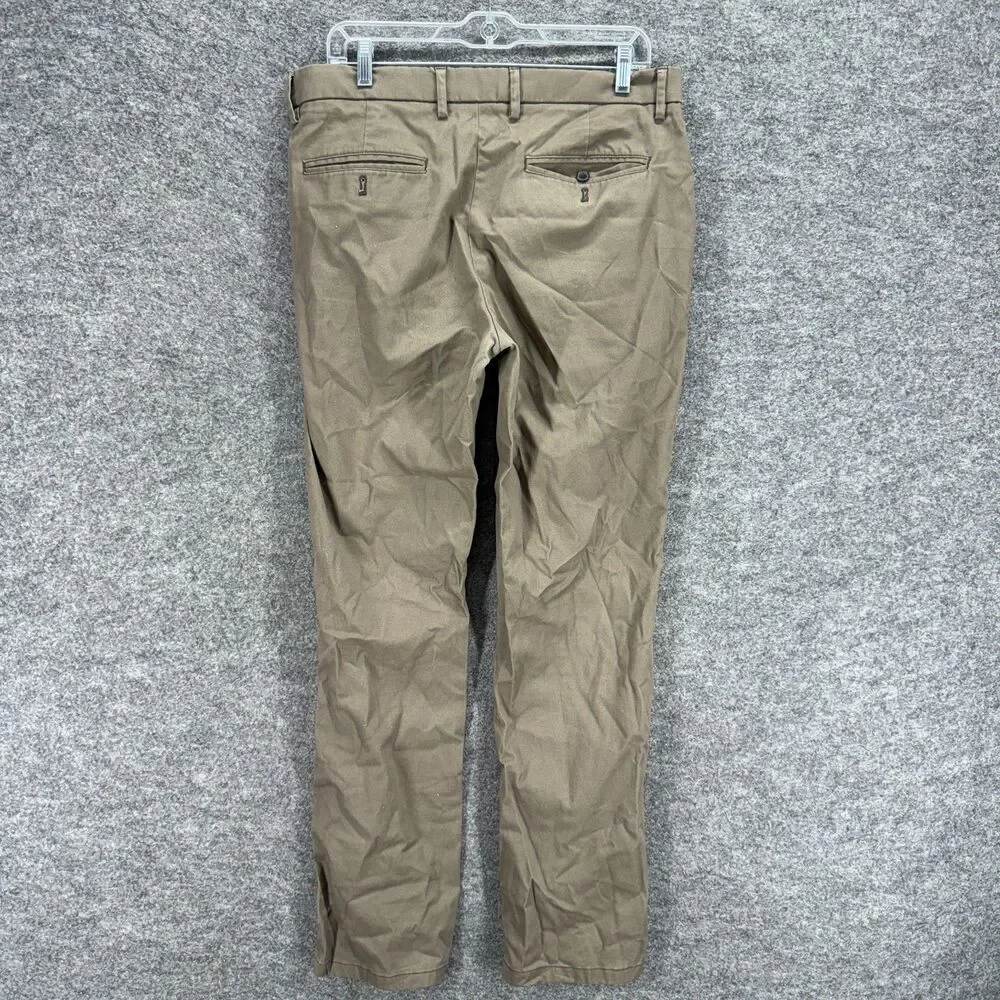Old Navy Pants Men 34*34 Brown Mid Rise Chino Flaat Front Straight Pockets